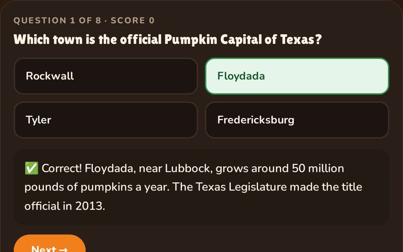 Pumpkin Trivia question